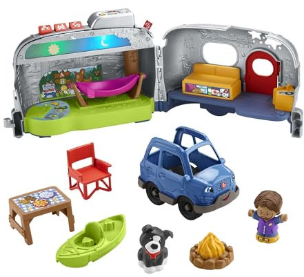 Fisher-Price HPF44 - Little People Spielset und Camper für Kleinkinder Lernspielzeug mit Lichtern und Musik für Kleinkinder, mehrsprachige Version, Spielzeug für Kleinkinder ab 1 Jahr