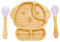 Feelhap Ventouse pour bébés, Set bébé assiette et couverts avec base solide en silicone amovible, Vaisselle bébé de haute qualité,Cadeau enfant sans BPA (Chiot_Rose)