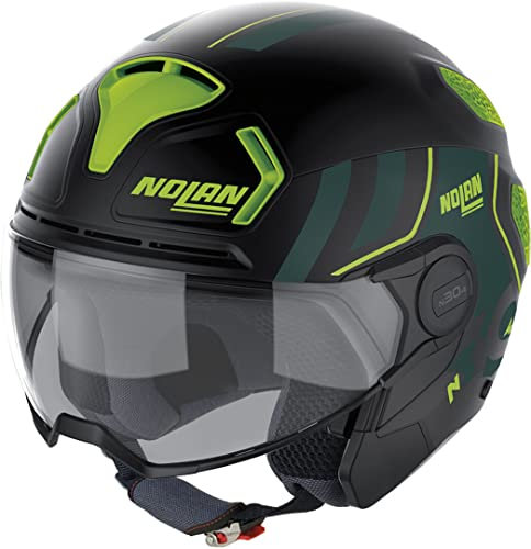 NOLAN N30-4 T Parkour Casco Jethelmet (Black Matt/Green,M (57/58))