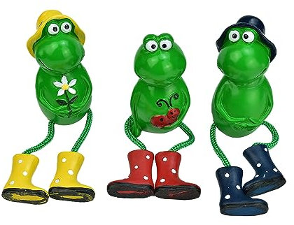 Kleemeiero Frösche Figuren Garten Deko 3 Stück Frosch Gartendeko Harz Figuren deko Garten Lustig Deko Außen Figuren Frosch Tiere Garten Statuen Ornament Frosch Statue für Außen Rasen Balkon Office