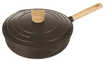 KASANOVA Padella Antiaderente Alta vari colori Pot Art 24 cm con Coperchio Innovativo, padella antiaderente 24 cm, Ideale per Cotture Lente e Stufati (Nera, 24 Cm)