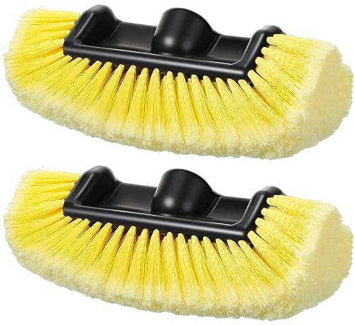 Tanlade 2 Pcs Car Wash Brush Head with Soft Detailing Bristle Flow Through Car Cleaning Brush Exterior Wash Equipment for Auto Truck RV Boat Camper(12 Inch,Yellow)