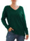 Yommay Jersey para mujer con cuello de pico, ligero, manga larga, elegante, jersey de punto, cálido, moda para invierno, verde oscuro, M