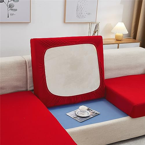Morbuy Sofa Sitzkissenbezug Stretch, Universal Kissenbezüge Elastischer Husse Überzug Bezug Weich Couch Chaiselüberzüge für Sofa Kissenschutz Bezüge (Rückenlehne,Großes Rot)