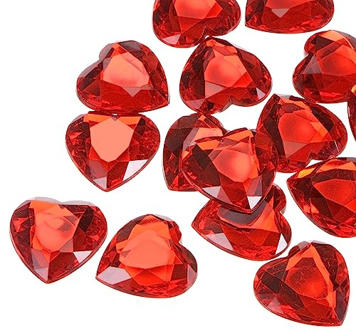 sourcing map 20 Stück Herzförmige Strasssteine Knallrot 25mm | Glitzersteine zum Basteln und Rhinestones, für DIY Basteln, Perlen, Hochzeit Party