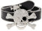 CWCYYDSYY Totenkopf-Nietengürtel Y2K Punk Hip Hop Kunstleder Ösengürtel für Halloween Cosplay（schwarz 2, L）