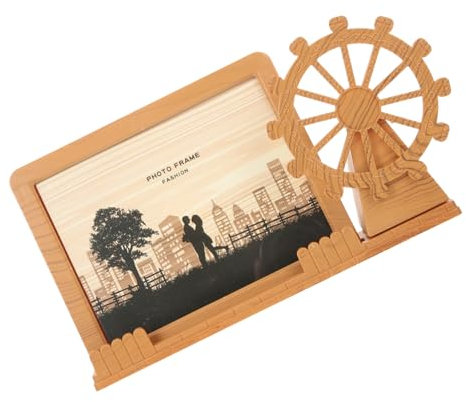 OHPHCALL Ferris Wheel Foto-rahmen Mit Stifthalter Dekorativer Bilderrahmen Für Tisch Für Kinderzimmer Und Büro Einzigartiges Design Dunklem Holzoptik