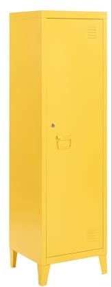 MMT Furniture Designs Ltd Armadietto in metallo, disponibile in arancione, giallo, blu, bianco, grigio, con serratura, per le pulizie, sottile, con un'anta, per riporre scarpe industriali (giallo, RAL