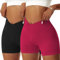 Vertvie Damen Gym Shorts V Cross Stretch Push Up Yoga Shorts Booty Scrunch Fitness Hosen Kurz High Waist Nahtlos Workout Sportshorts Butt Lift Kurze Leggings Sommer (Schwarz/Rot, S)