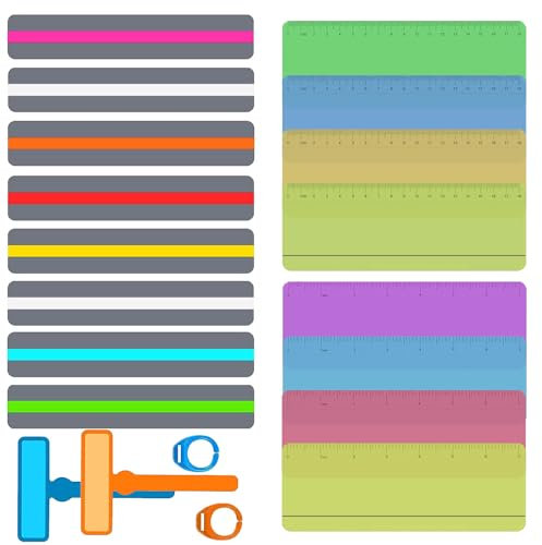 18 Stück Lesehilfe-Streifen, CNYMANY Highlight Streifen Fingergeführte Lesestreifen Lesezeichen Farbige Overlays Lesetracker-Lineale Legasthenie-Tools für Kinder Kinder Lehrer Zubehör