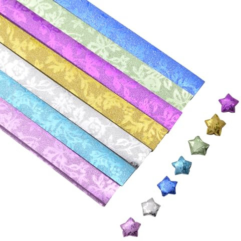 URROMA Origami-Papier, 378 St點k, Rosen-Origami-Gl點ksstern-Papierstreifen, Faltstreifen, Paket, DIY-Papier f黵 Bastelarbeiten, Bastelarbeiten, Kunst