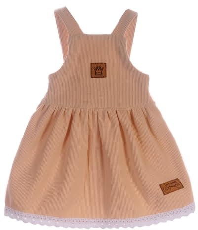 Latzkleid Baby Kleid Trägerrock Kleidchen in Beige 50 56 62 68 74 80 86 92 98, mit Rüschen, Spitzen, Träger verstellbar (DE/NL/SE/PL, Numerisch, 56, 62, beige)