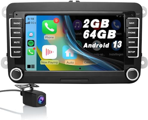 AWESAFE Autoradio Android pour Golf 5 6 VW Passat Polo Seat Skoda, 7 “ HD écran Tactile, intégré Bluetooth carplay Android Auto FM,RDS,GPS,WiFi avec Camera de recul[2Go+64Go]