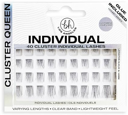 BH Los Angeles Natural Individual Lashes, um natürliche Länge hinzuzufügen, mehrere Größen enthalten, Cluster Queen