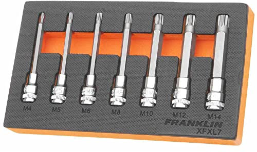 3/8 Drive Long Spline Bit Socket Set 7 Pcs 95mm Ht Franklin Tools XFXL7