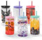 AGH life 6 Pack Sublimation Glass Cups Blanks 16oz, Transparent Double Wall Cans, Sublimation Tumblers Snow Globe Glass Beer Drinking Cups with Lid & Straw, Coffee Cup (473 ML with 6 Colored Lid)