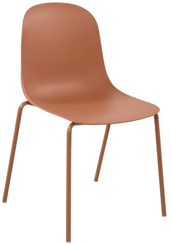 CLP Stapelstuhl Hardin I Gartenstuhl absolut wetterfest und UV-beständig I Stuhlgestell aus pulverbeschichtetem Stahl I Outdoorstuhl, Farbe:Terracotta