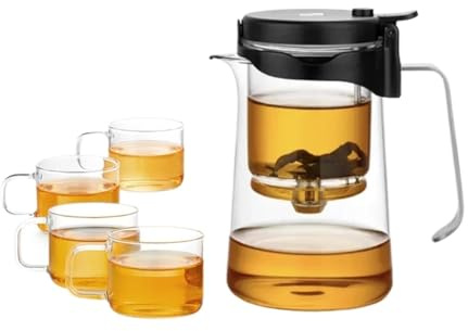 CXPMY Teekannen Elegante Tasse Isolierung Trennung Blase Teekanne Hitze-beständig Glas Teekanne Einfache Filter Tee Tasse(750ML-Recommend-01)