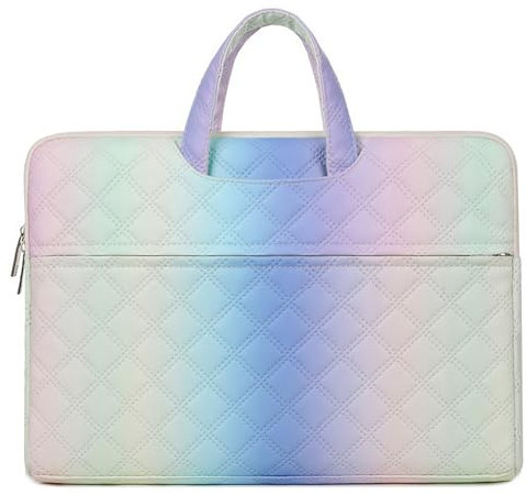 Sac pour ordinateur portable pour femme, sac à main tendance, sac à main pour conférence, affaires, conférence, Diamant à carreaux violet, 15 inch