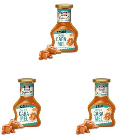 Schwartau Dessert Sauce Salted Caramel, zum Verfeinern von Desserts und Eis, 3x125ml