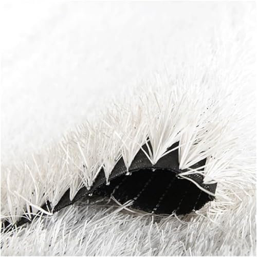 Weißer Kunstrasen 79 x 40 Zoll, Rasengras mit weißer Linie im Fußballstadion mit Entwässerungslöchern, für Gartenlandschaft, Terrasse, Hinterhof, Balkon, einfarbig, 5 cm