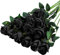 JAONLD 12 Pezzi Fiori Finti per Decorazioni Fiori Finti 51 * 7cm Realisticamente Morbido con Foglie e Stelo Regolabile,Fiori Artificiali per Matrimoni,Bouquet,Feste,Decorazioni per la Casa(Nero)