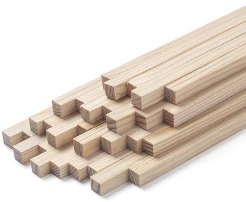 Holzleisten zum Basteln, Holzstäbchen zum Basteln 8 x 8 x 300 mm, 30 Stück Quadratisch Holzstäbe Eckig Bastelholz, Natur Unfertige Kantholz Holzlatten Holzstab Holzstange Hartholz Dübel für Modellbau