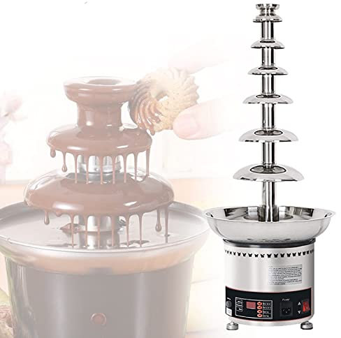 KLYDBMYT Fontaine à Chocolat Fondue Machine à Fondre Le Chocolat électrique 4/5/6/4 Niveaux Ensemble de Fondue en Cascade pour Fraises, Cerises, Guimauve, Biscuits, fête de Mariage, 7 Niveaux
