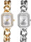 JewelryWe Damenuhr Klein Rechteckige Uhr: 2pcs Glitzer Strass Analog Quarz Armbanduhr Damen Edelstahl Kettenarmband Ultradünne Diamantuhr mit Eckigem Zifferblatt & Diamantlünette