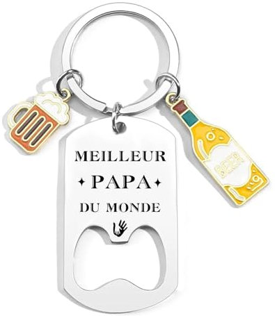 KJKJKJ Cadeau de Fête des Pères - Porte Clés Meilleur Papa pour Anniversaire, Baptême et Noël