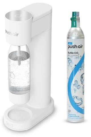 DAFI Wasser-Saturator PushAir Siphon Silber + CO2 Patrone + 0,7 Flasche - Komplett-Set zur Zubereitung von Idealem Kohlensäure in Ihrer Küche