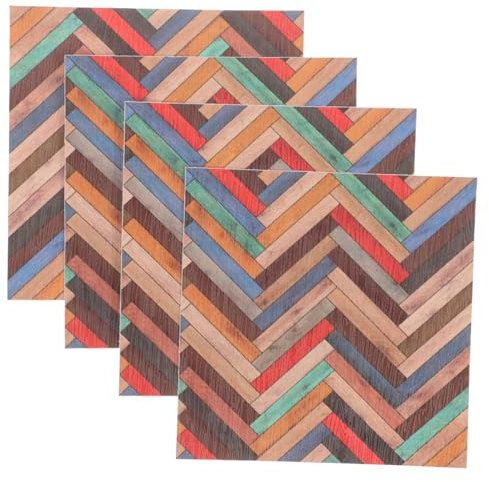 Garneck 4stücke Minihaus Fußbodenaufkleber Realistische Fliesen Für Puppenhaus Dekoration Mehrfarbige Bodenbeläge Für Miniaturprojekte Hochwertige Verarbeitung Für Lebensechte