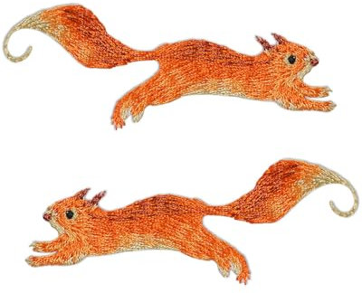 TPZORJX 2 Stück Patches zum Aufbügeln Eichhörnchen-Paar Gestickte Aufnäher, Flicken zum Aufbügeln Kinder für Hosen Jeans Hemden Kleidung und Handarbeiten, DIY-Zubehör