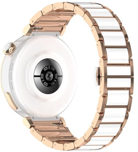 Pulsera de cerámica de acero inoxidable compatible con Huawei Watch GT 4 41 mm, pulsera de repuesto de acero inoxidable de 18 mm, correa de metal elegante para Huawei Watch GT4 de 41 mm, mujer y