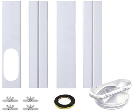 Mobile Air Conditioner Sliding Window Seal Sash Kit for Portable Unit,Air Con Exhaust Hose with 5.9 Inches Diameter,Adjustable Max Length to 60 Inch, White (1pc)