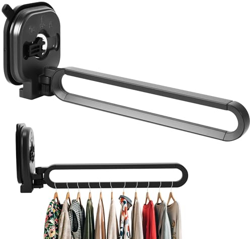 Clothes Drying Rack Wall Mounted - Foldable Clothes Airer 1-Fold No-Drill Suction Cup, Aluminium Laundry Drying Rack for Balcony, Laundry, Bathroom, Space Saving, Perfect for Small Spaces, 10kg Load