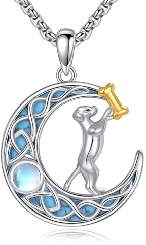 YAFEINI Hunde/Hochland Rind/Kolibri/Schmetterling/Pferde/Hunde/Anker Kette 925 Sterling Silber Türkis Kette Tier Schmuck Geschenke für Frauen und Männer