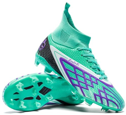 Botas de Fútbol Hombre Mujer Altas Tacones TF - Zapatos de Fútbol Indoor con Suela Antideslizante, Red Transpirable para Entrenamiento y Partido en Suelo Duro