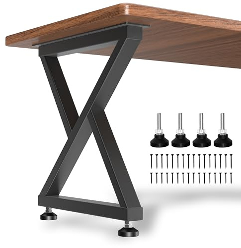 CHICAURA Metall-Tischbeine, 71,1 cm H x 61 cm B, robuster Z-Rahmen, schwarzer Tischsockel, unterstützt bis zu 500 kg, industrielle moderne DIY-Möbelbeine für Küche, Esszimmer, Schreibtisch und