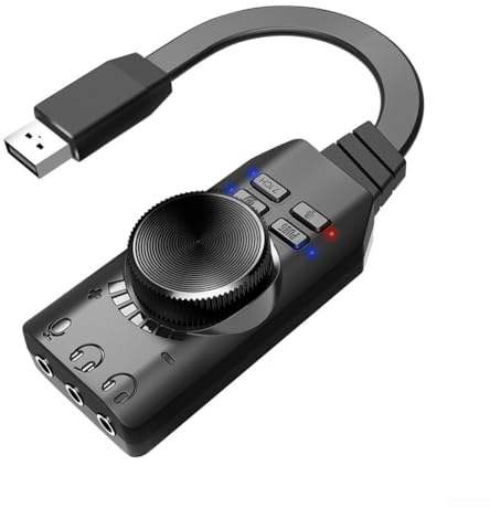 Qualoramall PLEXTONE GS3 Carte son de jeu USB externe avec surround virtuel 7.1 canaux, adaptateur audio compact et ludique pour effets sonores d'ordinateur PC, noir