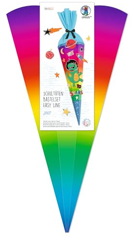 Ursus 1005 00 01 - Schultüten Bastelset Easy Line Dino, 6-eckig, Höhe ca. 68 cm, Durchmesser ca. 20 cm, inkl. Bastelanleitung und Vorlagebogen, zum Selbstbasteln, für die Einschulung