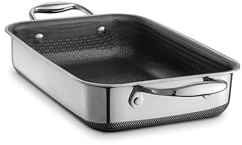 HexClad Hybrid 23 X 33 cm Rectangular Nonstick Roasting Pan, Dishwasher-Friendly, Oven-Safe Up to 480ºC, Compatible with All Cooktops