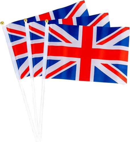 50pcs Union Jack Hand Flags Queen's Platinum Jubilee Waving Flag Royal Street Party Celebrations Sporting Events Pub BBQ Car Decorations