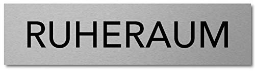 Interluxe Türschild Ruheraum 200x50x3mm, Schild selbstklebend und wiederablösbar aus Aluminium für Praxis, Krankenhaus, Wellness, Spa