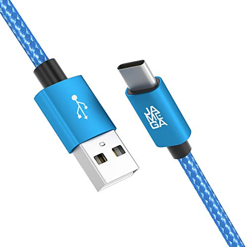 JAMEGA – 3m USB Typ C Kabel Blau | 3A Nylon geflochten USB C Ladekabel & Datenkabel Fast Charge Snyc schnellladekabel kompatibel mit Samsung Galaxy S10/S9/S8+, Huawei P30/P20, uvm.