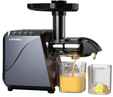 Slow juicer Kaltpress Entsafter mit Überhitzungsschutz, langsamer Entsafter für Obst und Gemüse, Einfach zu Montieren und zu Reinigen, Leiser Motor und Elektrischer Entsafter mit Umkehrfunktion