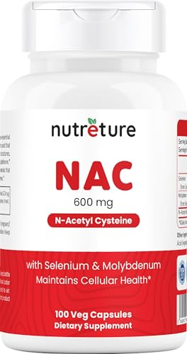 Liver Support & Repair NAC Supplement – Organic NAC N-Acetyl-Cysteine 600Mg., Selenium 25Mcg & Molybdenum 50Mcg – Formulated to Help Liver Detox, Kidney Function, & Lung Health by Nutreture, 100 Caps