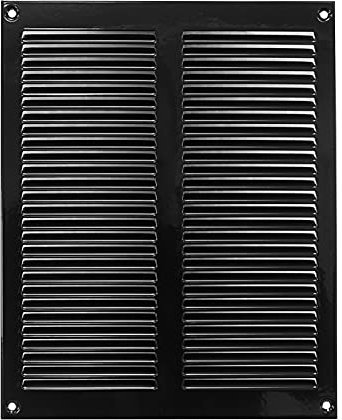 200x250mm Griglia di Ventilazione in Acciaio Nero con Zanzariera - Griglie di Aerazione in Metallo