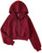LOFAAC Sweat à Capuche Court en Polaire avec Fermeture éclair intégrale pour Femme des années 90 avec Cordon de Serrage et Poches, Bordeaux, Large