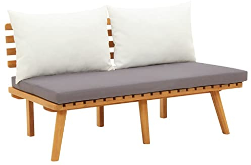 FIRBNUS Gartenbank mit Kissen 115 cm Massivholz Akazie Balkonmöbel Gartenmöbel Loungemöbel Balkonstuhl Sitzbank Garten Outdoor Bank Gartenbank Holz 2 Sitzer Loungesessel Outdoor Gartenlounge Outdoor
